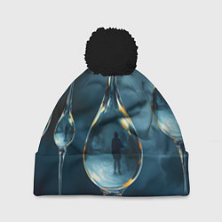 Шапка с помпоном Люди в каплях, цвет: 3D-черный