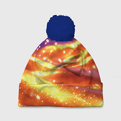 Шапка с помпоном Золотая волнистая текстура, цвет: 3D-тёмно-синий