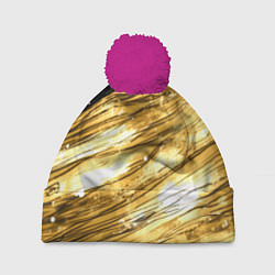 Шапка с помпоном Золотой текстурный фон, цвет: 3D-малиновый