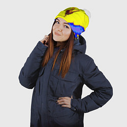 Шапка с помпоном Cyberpunk краски неоновые, цвет: 3D-белый — фото 2