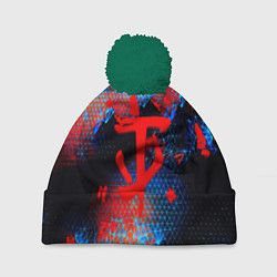 Шапка с помпоном Doom космическая абстракция, цвет: 3D-зеленый