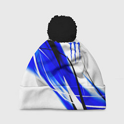 Шапка с помпоном Monster energy линии абстракции, цвет: 3D-черный