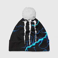 Шапка c помпоном Monster energy неоновые молнии