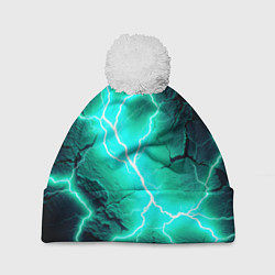 Шапка с помпоном Color light blue black, цвет: 3D-белый