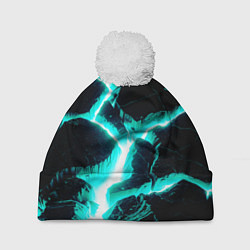 Шапка c помпоном Color light blue black