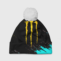 Шапка c помпоном Monster energy краски текстура