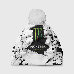Шапка c помпоном Monster energy брызги красок