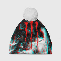 Шапка c помпоном Monster energy огонь глитч