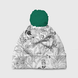 Шапка с помпоном Птицы Сирин, цвет: 3D-зеленый