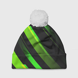 Шапка c помпоном Color black green