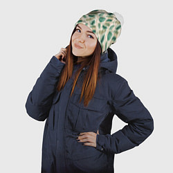 Шапка с помпоном Листья монстеры на мраморном фоне, цвет: 3D-белый — фото 2