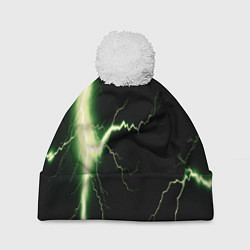 Шапка с помпоном Lightning yellow текстура, цвет: 3D-белый