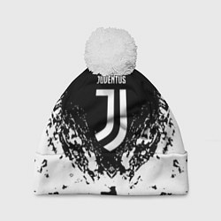 Шапка с помпоном Juventus брызги красок, цвет: 3D-белый