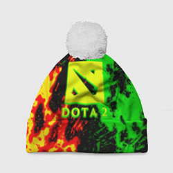 Шапка с помпоном Dota 2 кислотные краски, цвет: 3D-белый