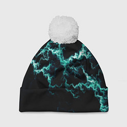 Шапка с помпоном Lightning light blue glow, цвет: 3D-белый