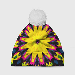 Шапка с помпоном Звездный калейдоскоп, цвет: 3D-белый