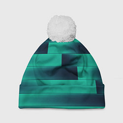 Шапка с помпоном Color light blue square, цвет: 3D-белый
