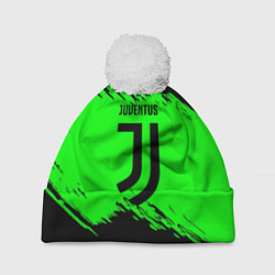 Шапка с помпоном Juventus черные краски, цвет: 3D-белый