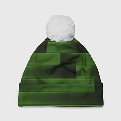 Шапка с помпоном The color is green brick, цвет: 3D-белый