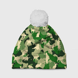 Шапка с помпоном Кошачий камуфляж цветной, цвет: 3D-белый