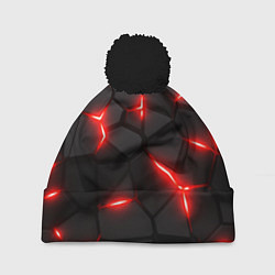 Шапка c помпоном Красная неоновая броня