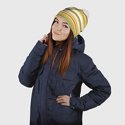 Шапка с помпоном Горизонтальные полосы, цвет: 3D-белый — фото 2