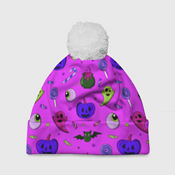 Шапка c помпоном Halloween pink