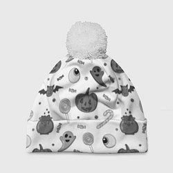 Шапка c помпоном Halloween grey and white