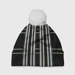Шапка с помпоном Neon yellow blue white, цвет: 3D-белый