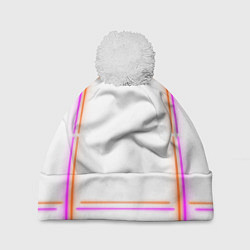 Шапка с помпоном Neon white orange pink, цвет: 3D-белый