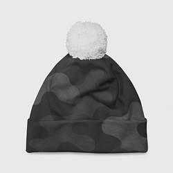 Шапка c помпоном Черно-серый камуфляж