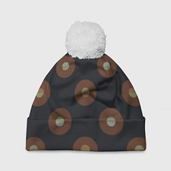 Шапка с помпоном Black coffee moon drops pattern, цвет: 3D-белый