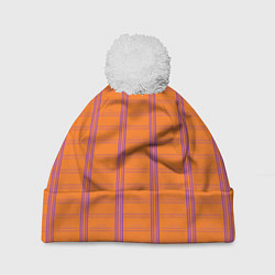 Шапка с помпоном Color orange cage, цвет: 3D-белый