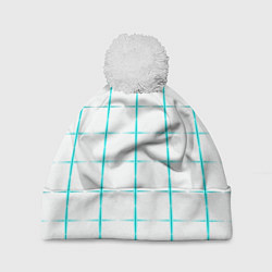 Шапка с помпоном Color white light blue crosses, цвет: 3D-белый