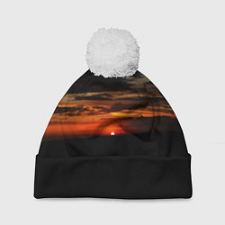 Шапка с помпоном Закат на плато, цвет: 3D-белый