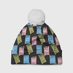 Шапка с помпоном Советские билеты транспорта, цвет: 3D-белый
