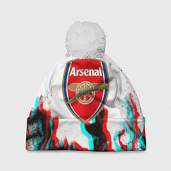 Шапка с помпоном Arsenal огонь глитч, цвет: 3D-белый
