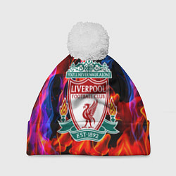 Шапка с помпоном Liverpool огненный стиль текстура, цвет: 3D-белый