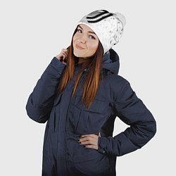 Шапка с помпоном Juventus черные краски всплеск, цвет: 3D-белый — фото 2