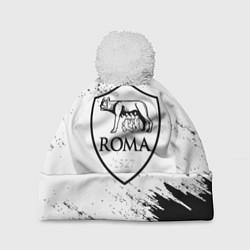 Шапка с помпоном ROMA черно белые штрихи, цвет: 3D-белый