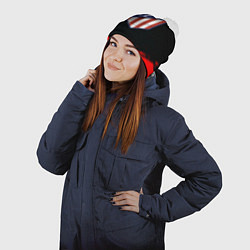 Шапка с помпоном Атлетико Мадрид красные краски, цвет: 3D-белый — фото 2