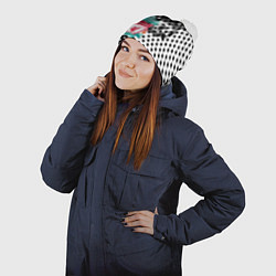 Шапка с помпоном Liverpool черно белые точки, цвет: 3D-белый — фото 2