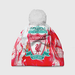 Шапка с помпоном Liverpool розовый огонь, цвет: 3D-белый