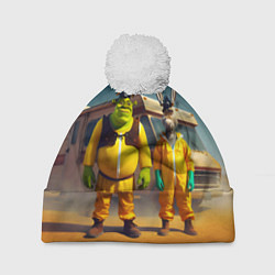 Шапка с помпоном Шрек и Данки пустились во все тяжкие, цвет: 3D-белый