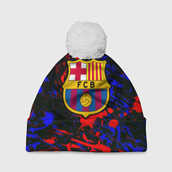 Шапка с помпоном Барселона абстрактные краски, цвет: 3D-белый