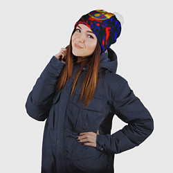 Шапка с помпоном Барселона абстрактные краски, цвет: 3D-белый — фото 2