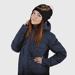 Шапка с помпоном Стилизованная бегущая янтарная лошадь, цвет: 3D-белый — фото 2