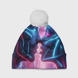 Шапка c помпоном Cyber love - metropolis neon glow