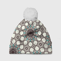 Шапка c помпоном Калейдоскоп из цветочных звезд
