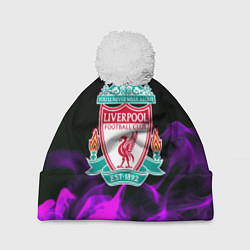Шапка с помпоном Liverpool неоновый огонь, цвет: 3D-белый